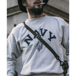 Bronson US Naval Academy Sweatshirts 580g Retro Men Solid Reverse Weave Pullover